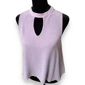 One Clothing Lightweight Lilac Sleeveless Lightweight Front Keyhole Cutout Top